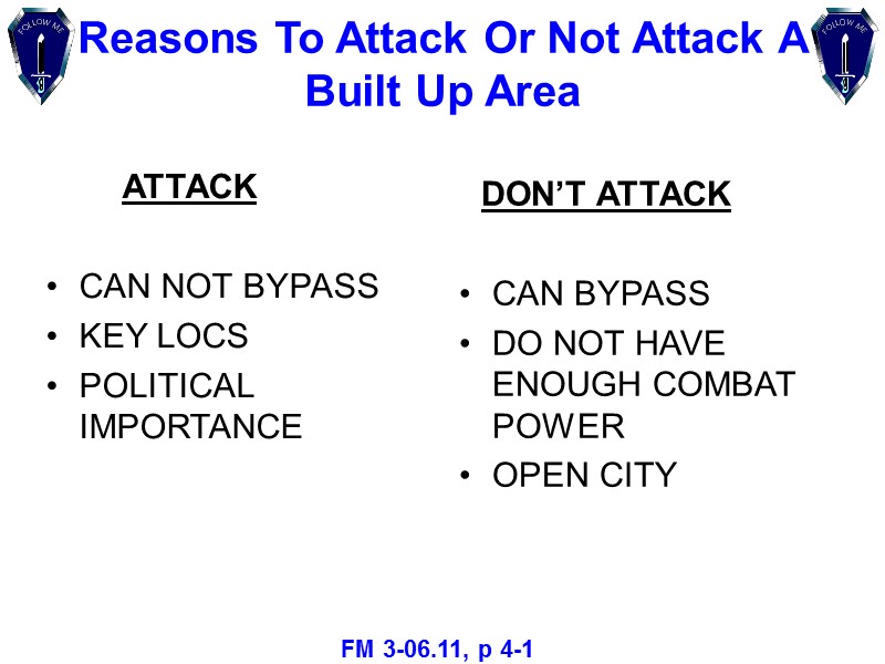 DON’T ATTACK  CAN BYPASS DO NOT HAVE ENOUGH COMBAT POWER OPEN CITY Reasons